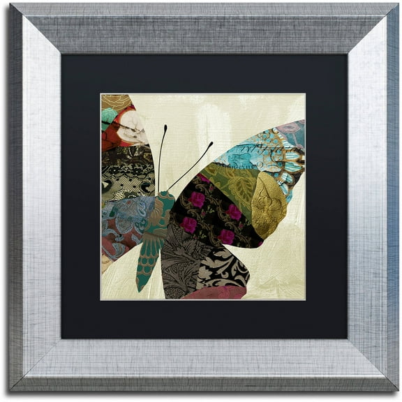 Trademark Fine Art "Butterfly Brocade IV" Canvas Art by Color Bakery Black Matte, Silver Frame