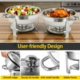 thumbnail image 5 of PRIJESSE Chafing Dish Buffet Set 4 PACK, 6Qt Round Stainless Steel Chafer for Catering,Buffet Servers and Warmers Set, Silver with glass lid, 5 of 7