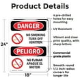 thumbnail image 2 of (2 Pack) No Smoking Turn Off Ignition Bilingual OSHA Danger Sign 18 Inch X 24 Inch Plastic Sign, Weather Resistant, UV Protected for Workplace, Business, and Construction Site, Made in, 2 of 8