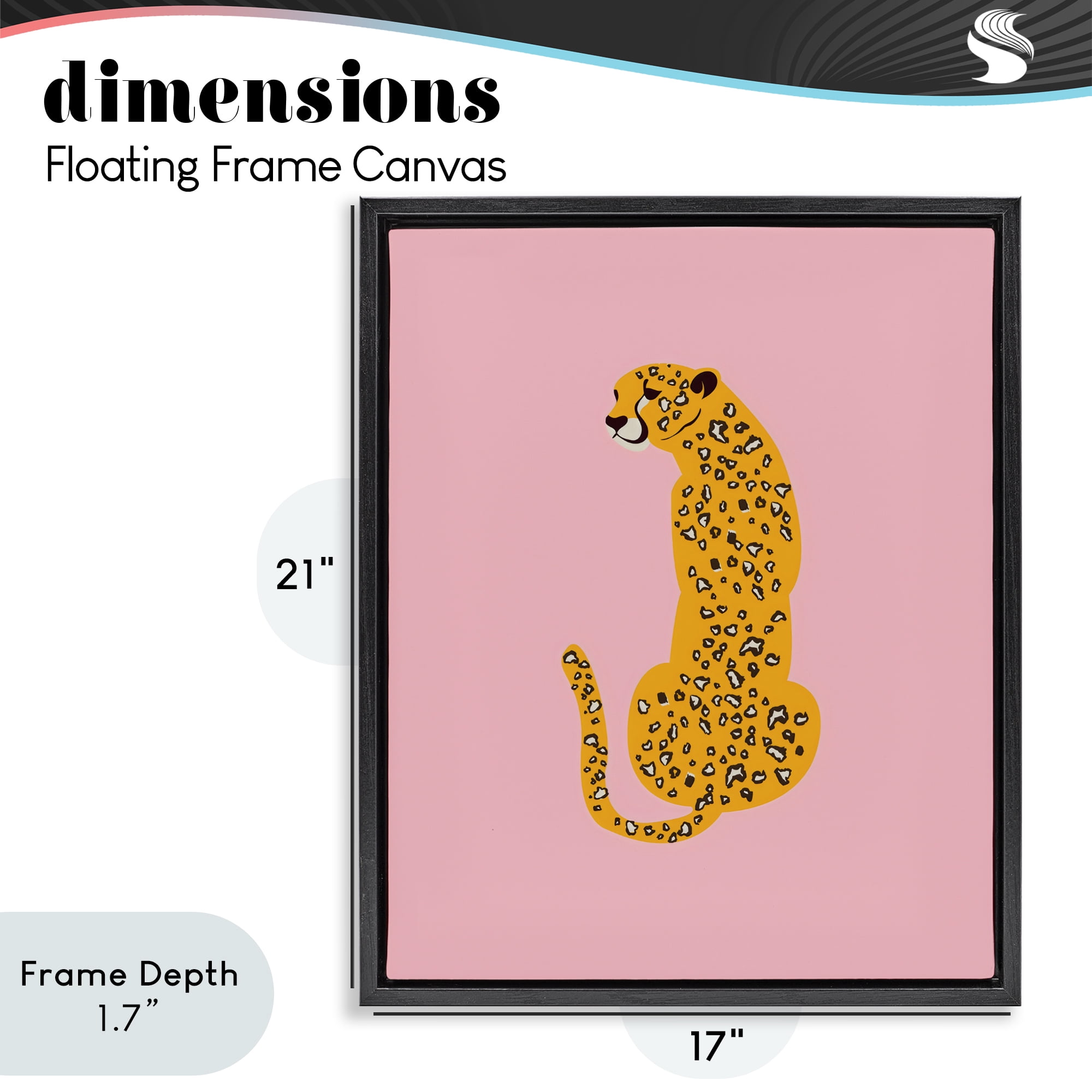 Stupell Industries Yellow Jaguar on Pink Black Framed Floater Canvas Wall Art, design by Creative Studio