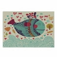 thumbnail image 1 of Whale Cutting Board, Colorful Ornamental Designed Big Whale with Waves Plants and Hearts Around Print, Decorative Tempered Glass Cutting and Serving Board, Small Size, Multicolor, by Ambesonne, 1 of 1