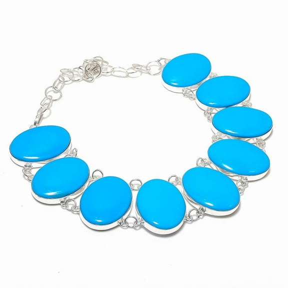 Natural Arizona Turquoise Gemstone 925 Sterling Silver Jewelry Necklace 18"