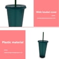 thumbnail image 2 of Advancent Vaso para beber con tapa y pajita Botella reutilizable de plástico PP PP para batido de jugo de café de bebida fría Mostrada Verde oscuro 480ml Advancent HA007952-08, 2 of 6