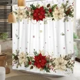 thumbnail image 6 of Tchckioa Winter Christmas Flowers Shower Curtain,72x72 Inch Waterproof Hooks Bath Curtain for Bathroom, 6 of 8