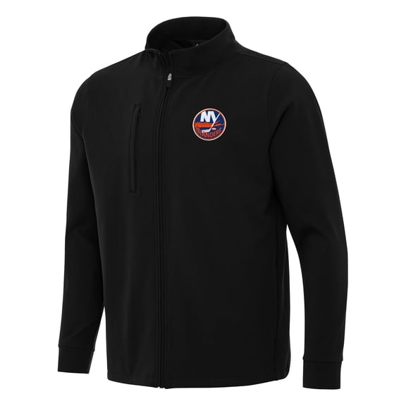 Men's Antigua Black New York Islanders Regard Full-Zip Jacket