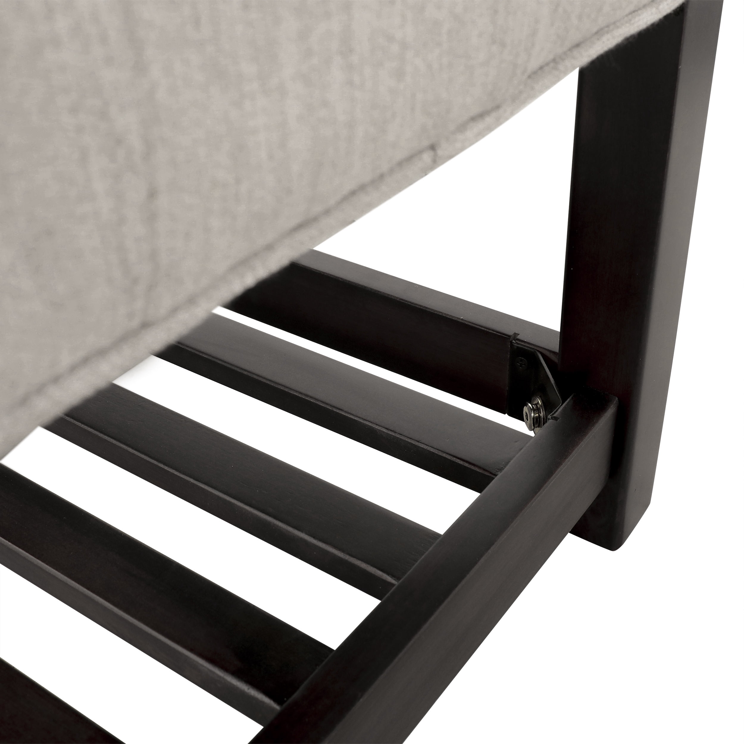 Noble House Wichita Fabric Button Tufted 18.25 inch Bench with Shelf, Beige and Dark Walnut