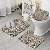 Black and Tan Leopard Print Bathroom Rugs Sets 3 Piece,Toilet Cover Set,Absorbent Non Slip Bathroom Mats Sets with U-Shaped Contour Rug Toilet Rug Set
