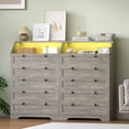 thumbnail image 3 of FANRAL 5 Drawers Dresser for Bedroom,Tall Dresser Modern Chest of Drawers with LED Open Shelf,Wood Closet Clothes Organizer Storage Cabinet,Light Gray Dresser, 3 of 8