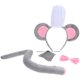 thumbnail image 3 of Conjunto de disfraz de ratón para niños y adultos, diadema con orejas de ratón, cola de nariz de ratón, pajarita, accesorios de disfraz de animales para carnaval, fiesta de disfraces de Halloween, 3 of 6