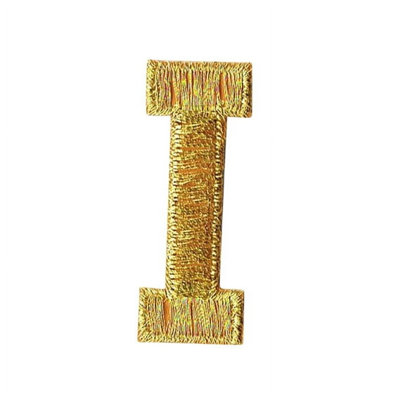Alphabet Letter - I - Color Gold - 2" Block Style - Iron On Embroidered Applique Patch