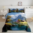 thumbnail image 2 of jejeloiu Rustic Nature Landscape Queen Comforter Set,Mountain Tree Pattern Bedding Sets,Lake House Bedding Comforter Set For Men Women,Microfiber Bedroom Decor Reversible,3 Pieces, 2 of 8