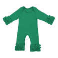 thumbnail image 2 of IBTOM CASTLE Newborn Infant Toddler Baby Boys Girls Icing Ruffle Romper Jumpsuit Pants Bodysuit Long Sleeve Pajama Nightwear Birthday Clothes Playwear 18-24 Months Green, 2 of 7