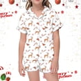 thumbnail image 2 of Fgnfyis Pyjamas pour Filles Pyjamas pour Filles Ensemble de Pyjamas Décontracté Imprimé Col Boutonné Manches Courtes Haut Shorts Blanc, 2 of 4