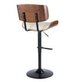 thumbnail image 5 of Lombardi Mid-Century Modern Adjustable Barstool With Swivel In Walnut With Cream Faux Leather - Set Of 2, 5 of 7