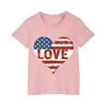 thumbnail image 2 of BRGZLK Toddler American Flag Cotton T-Shirt Kids Independence Day Patriotic Short Sleeve Tops Boys Girls Cute Round Neck Summer Top Pink 9-10 Years, 2 of 6