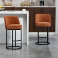 thumbnail image 3 of S-HOME Modern Linen Fabric Counter Height Bar Stools Set of 2 with Backrest and Footrest for Dining Experience, Orange, 3 of 18