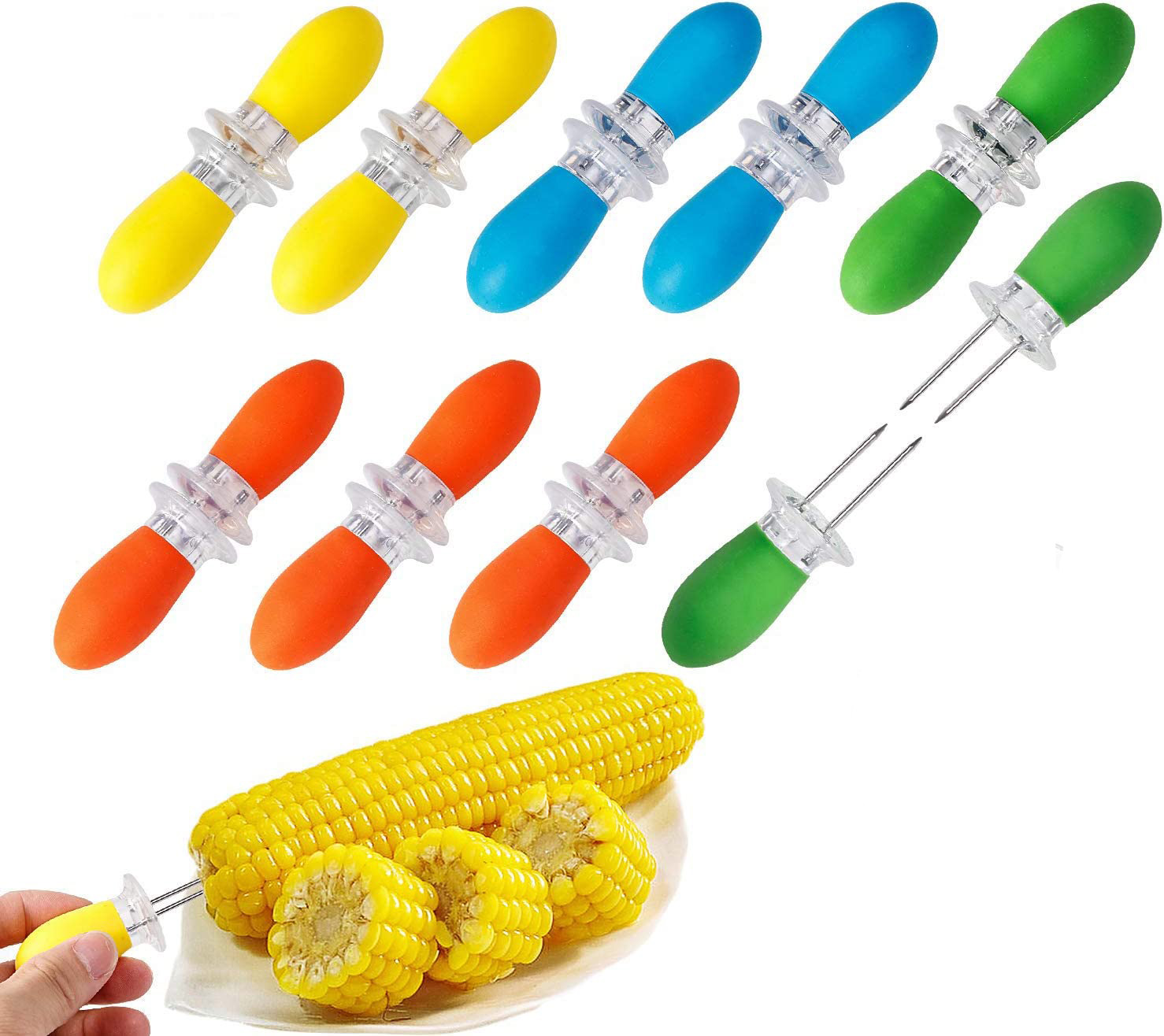 Corn Holders Stainless Steel Corn on the Cob Corn Skewers Corn Cob Holders BBQ Forks Skewers