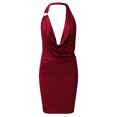 thumbnail image 3 of Gibobby Vestido sexy para mujer corto Vestido largo para mujerDeep VVestido de moda de boda(Vino,M), 3 of 5