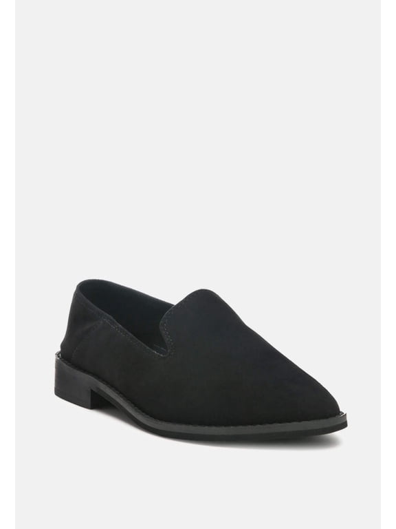 OLIWIA Black Classic Suede Loafers