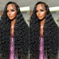 thumbnail image 3 of 28 Inch 13x6 Deep Wave Lace Front Wigs Human Hair 180 Density Deep Part Curly Lace Front Wigs Human Hair Pre Plucked Glueless Transparent Lace Frontal Wig Pre Plucked with Baby Hair, 3 of 12