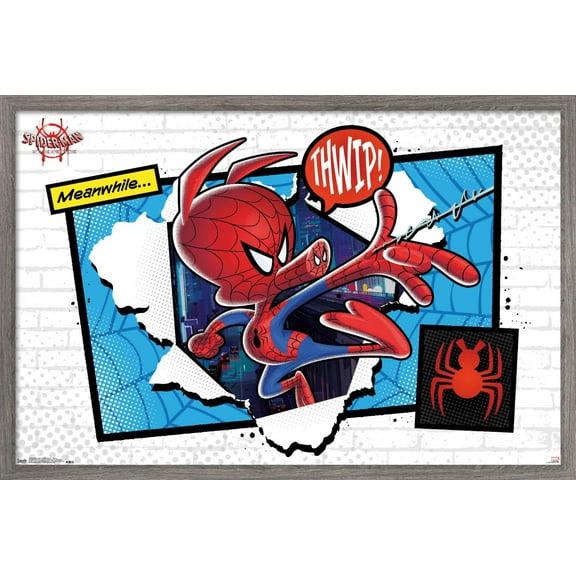 Marvel Cinematic Universe - Spider-Man - Into The Spider-Verse - Thwip Wall Poster, 14.725" x 22.375", Framed