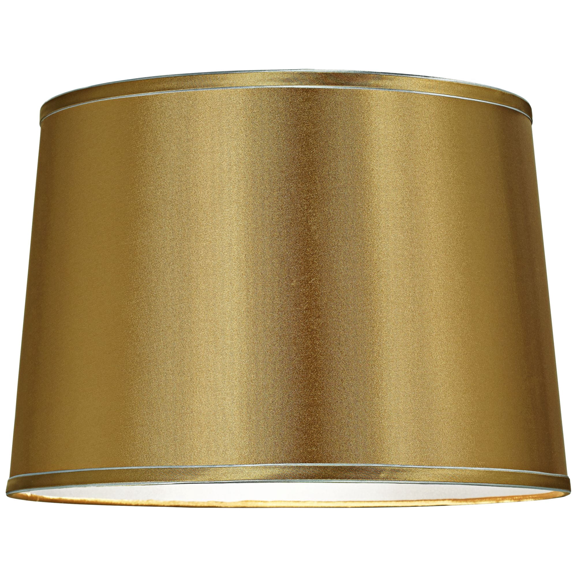 Springcrest Sydnee Gold with Silver Trim Medium Drum Lamp Shade 14" Top x 16" Bottom x 11" Slant (Spider) Replacement with Harp and Finial
