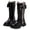 Black, variant on GobdXE Girls Knee High Riding Boots Colorblock Trim Bow Side Zipper Kids Shoes Brown,5.5-6 Years