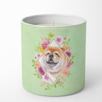 Carolines Treasures CK4292CDL Chow Chow 2 Soy Candle 10 oz Decorative Gift Scented Soy Candles for Home Green Flowers 10