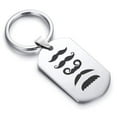 thumbnail image 1 of Stainless Steel Mustache Dad Dog Tag Keychain Circle Ring, 1 of 2