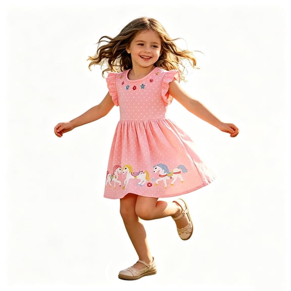 Rhuody Girls Dress Summer Short Sleeve Dress For Collared Neckline Cute Summer Party Dress Retro Clothing