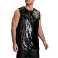 thumbnail image 4 of Camiseta sin mangas INSPIRE CHIC para hombres con cuello redondo, disco metálico brillante, camiseta de fiesta XL negra, 4 of 5