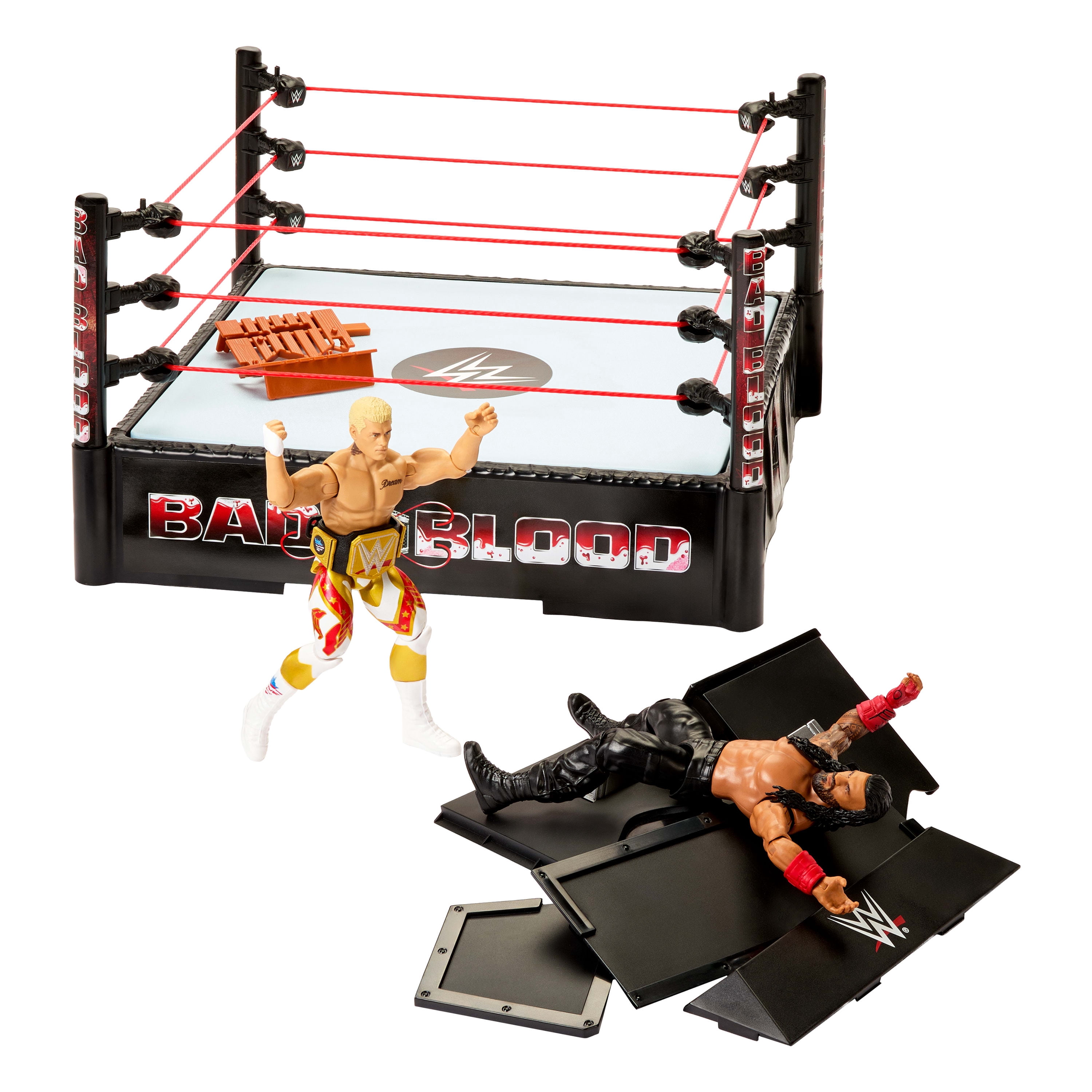 WWE Main Event Mayhem Playset with 2 Action Figures, Exclusive Ring & Table, Plus 10 Accessories
