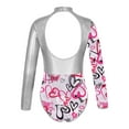 thumbnail image 2 of Yeahdor Kids Girls Long Sleeve Cutout Back Patchwork Ballet Leotard Gymnastics Jumpsuit Silver 12, 2 of 6