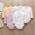 thumbnail image 3 of 5 Pcs/set Baby Infant Toddler Cotton Long-sleeve Bodysuits 3-24 Months Cute Baby Girl Romper Clothes Sets,A,12-18 Months, 3 of 4