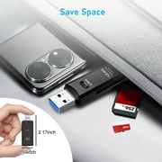 USB 3.0 Card Reader, TSV TF Card/SD Memory Reader Adapter Supports SD/Micro SD/SDHC/SDXC/MMC, Mini Camera Flash Reader Compatible with Windows, Mac, Linux