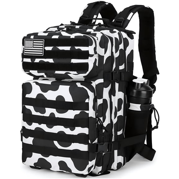 GASTROPOD 25L Cow Print Tactical Backpack Military Tactical Backpack For Men And Women Small Assault Pack Outdoor Travel Hiking Camping Rucksack With Molle Webbing