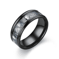thumbnail image 1 of Anillos de acero inoxidable negros de 8mm para hombre, incrustaciones de concha de abulón azul púrpura, joyería para nudillos, banda de boda, accesorio para parejas, 1 of 2