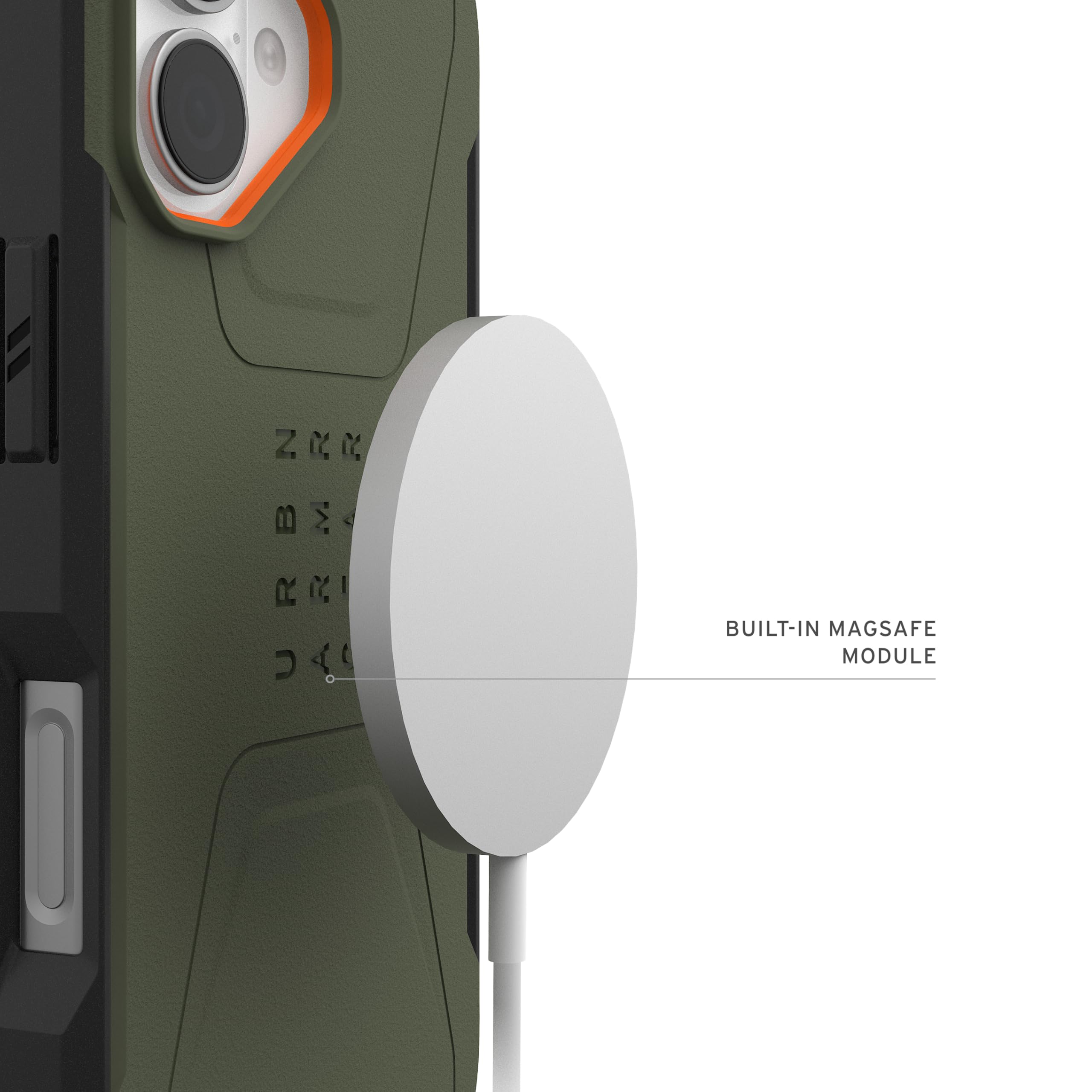 UAG iPhone 17 Case Civilian - Compatible with MagSafe Military Grade Protective Cover, Olive/Orange