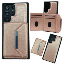 Case for Samsung Galaxy S25 Ultra Compatible with MagSafe Magnetic 2-in-1 Detachable Wallet Case with Card Slots for Women Men, Classic PU Leather Flip Kickstand Shockproof Protective Case, Rosegold