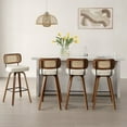 thumbnail image 4 of ANMINY Swivel Counter Height Bar Stools, Set of 2, Upholstered Faux Leather Barstools with Rattan Back, 29" Seat Height Bar Chairs for Kitchen Island, Bentwood Wood Frame, 4 of 11