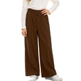 thumbnail image 3 of BXJX Girls Corduroy Pants 10/12, Fashion Fall Elastic Waist Wide‑Leg Casual Trousers with Pockets Brown, 3 of 8