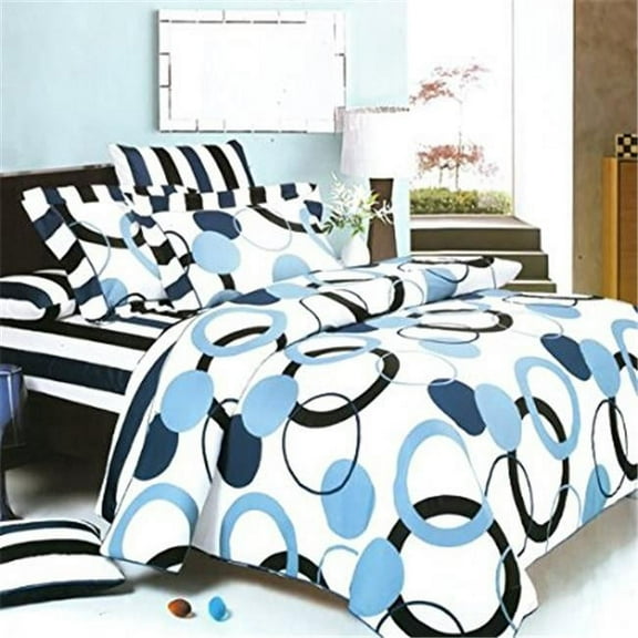 MINICFRS-MF61-1-CFR01-1 Artistic Blue - Luxury 3 Pieces Mini Comforter Set Combo 300GSM  Twin Size  Blue