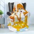 thumbnail image 4 of Animal Soft Flannel Fleece Throw Blanket, Cartoon Style Cat and Dog in Bathtub Together with Bubbles Water Splash, Cozy Plush for Indoor and Outdoor Use, 50" x 60", Yellow Brown Blue, by Ambesonne, 4 of 5