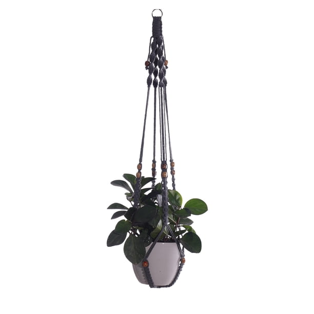 Colgador de macramé para interior y exterior, juego de maceteros colgantes hechos a mano con cuerdas y cuentas de madera, colgador decorativo de macramé para el hogar, maceta no incluida