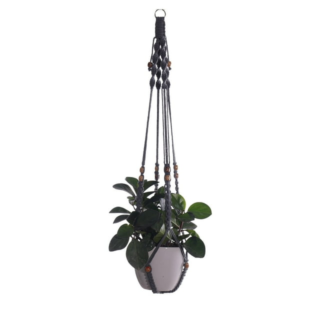 Macrame Hanger Indoor Outdoor Handmade Rope Hanging Planters Set With Wood Beads Decorative Macrame Hanger For Home Flower Pot Not Included Wash Basin for Baby Bottles Small Dish Rack Kitchen Drying