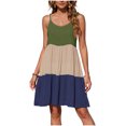 thumbnail image 2 of Aimik Women's Color Block Tie Strap Mini Dress Summer Boho Style V Neck Tiered Ruffle Sundress Lightweight Casual Beach Dress, 2 of 5
