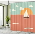 thumbnail image 5 of Ambesonne Graphic Beach Shower Curtain, Sailboat Dawning Sun, 69"Wx84"L, Coral Seafoam, 5 of 5