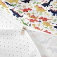 thumbnail image 4 of meiyoeat Colorful Cartoon Dinosaur Twin Duvet Cover for Kids Boys Girls, Prehistoric Twin Bedding, Multi-Color, Reversible, 2 Pieces, 1 Duvet Cover and 1 Pillowcase, 4 of 6