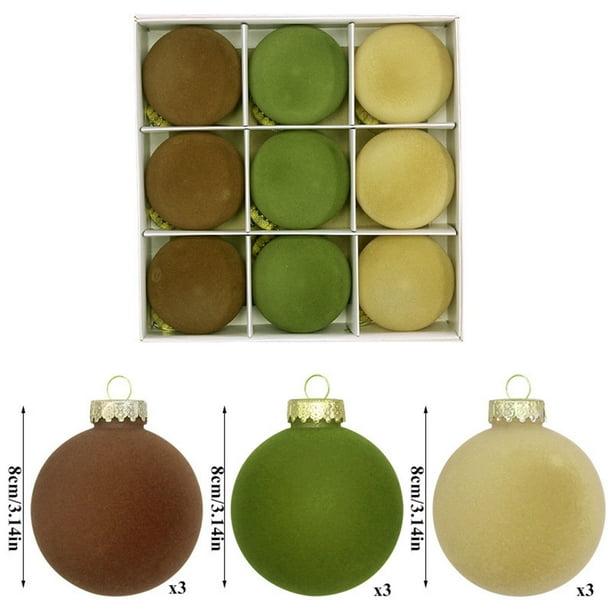Bolas de Navidad flocadas, adornos de bolas para árbol de Navidad, bolas de plástico, adornos colgantes decorativos de Navidad, decoración para árbol de Navidad