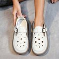 thumbnail image 2 of Abomasnow Womens PU Perforated Adjustable Metal Buckle Sole Slip‑On Clog Loafer Shoes Casual Lightweight Summer Beach Vacation Shoes, 2 of 8